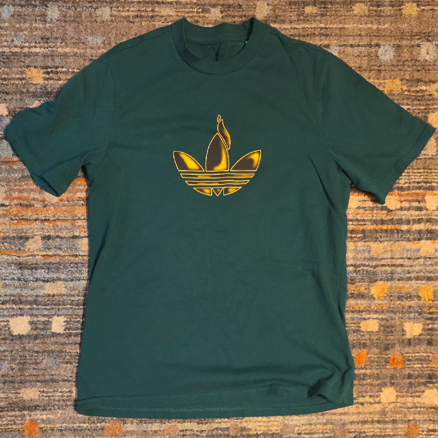 S Adidas Dark Green Tee With Gold Logo S Adidas Dark Green Tee With Gold Logo